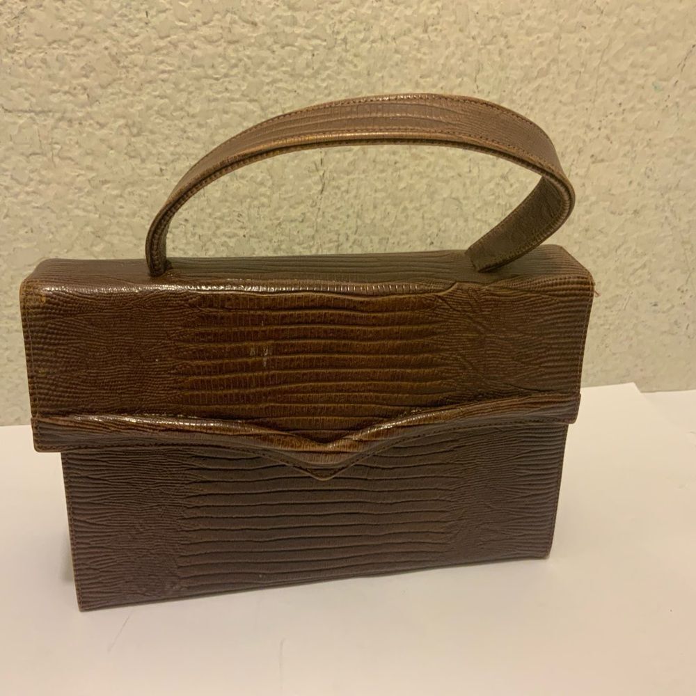 Vintage reptile purse brown by triangle